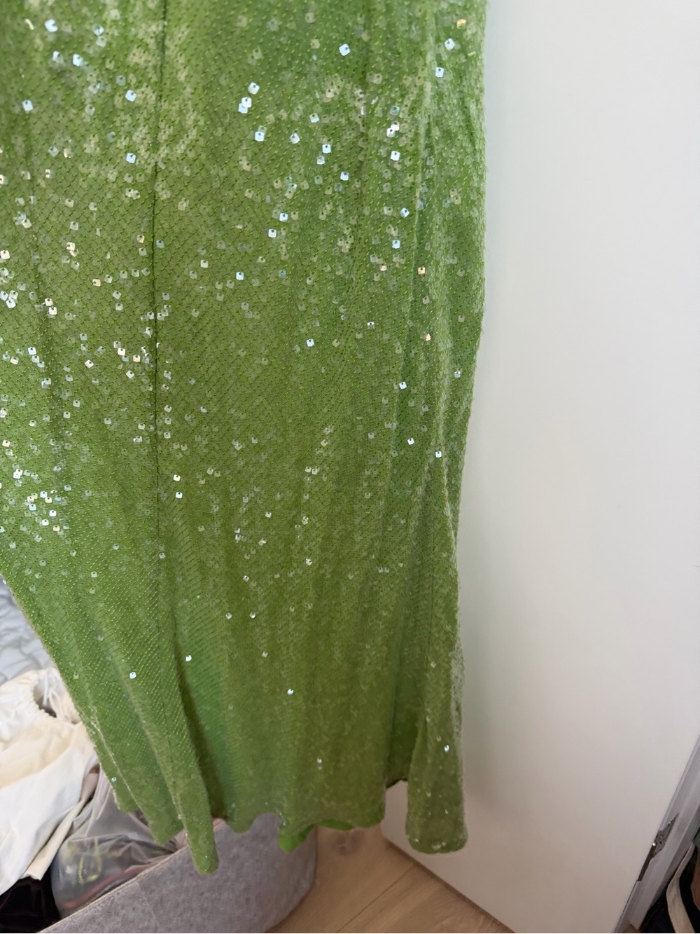 Rat & Boa Green Sequin Cowl Neck Slip Dress - Picture 7 of 8